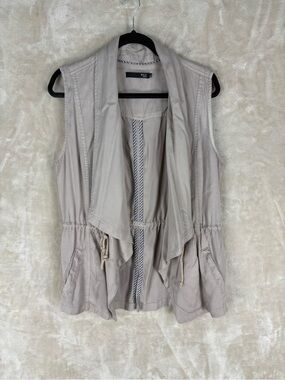 Max Jeans Sleeveless Draped Utility Vest in Light Taupe
